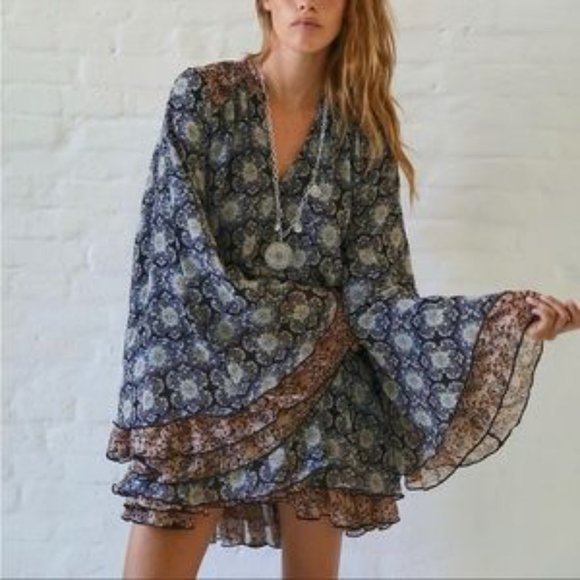 Free People Dresses & Skirts - EUC Free People Boho Gabi Flowy Printed Tunic Dress Size XS
